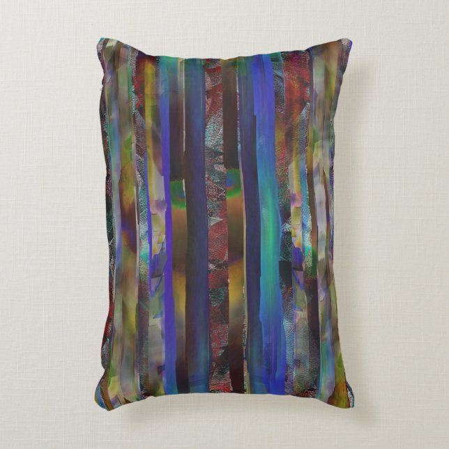 Torn stripes of digital coloured textures accent pillow (Front(Vertical))