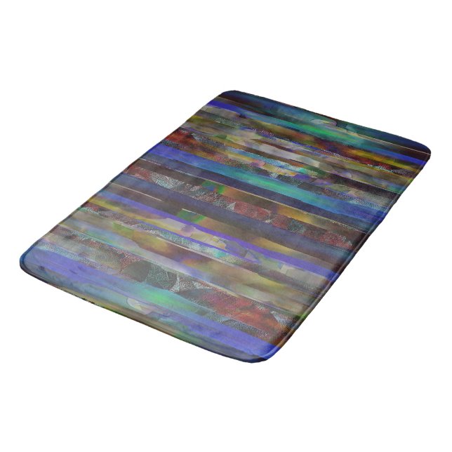 Torn stripes of digital coloured textures bath mat (Angled)