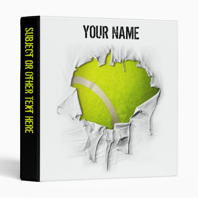 Torn Tennis Personalized Avery Binder (Front/Spine)