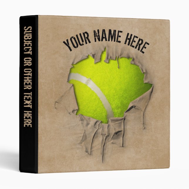 Torn Tennis Personalized Avery Binder (Front/Spine)