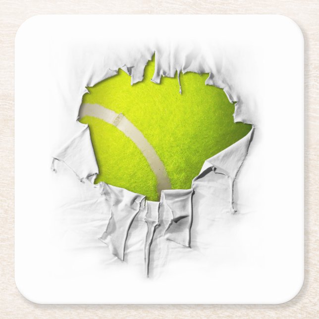 Torn Tennis Square Paper Coaster (Front)