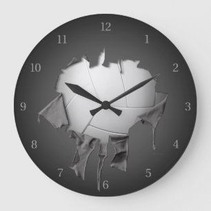 Torn Volleyball Dark Wall Clock