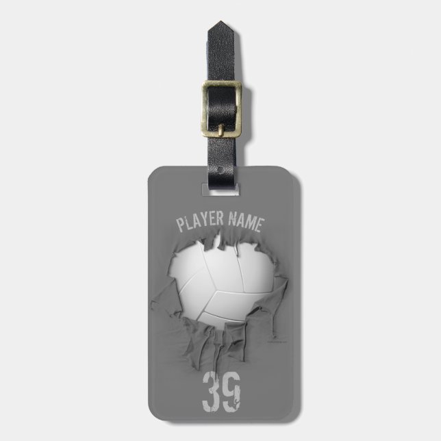 Torn Volleyball (personalized) Luggage Tag (Front Vertical)