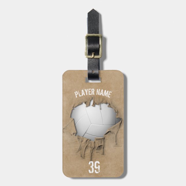 Torn Volleyball (Personalized) Luggage Tag (Front Vertical)