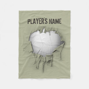 Torn Volleyball Personalized White Fleece Blanket