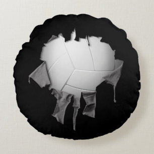 Torn Volleyball Round Dark Pillow