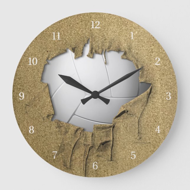 Torn Volleyball Wall Clock (Front)