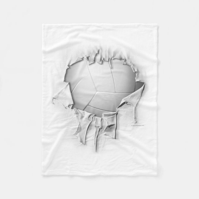 Torn Volleyball White Fleece Blanket (Front)