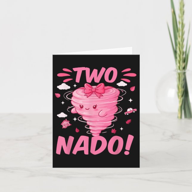 Tornado 2 Year Old Girl Birthday Two Nado 2nd Bday Card (Front)