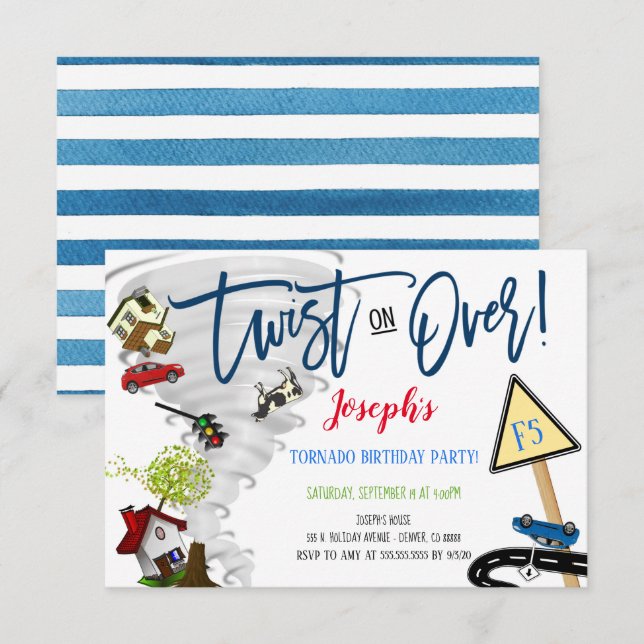 Tornado Birthday Party Invitation (Front/Back)