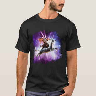 Tornado Cat Riding Unicorn With Pizza T-Shirt