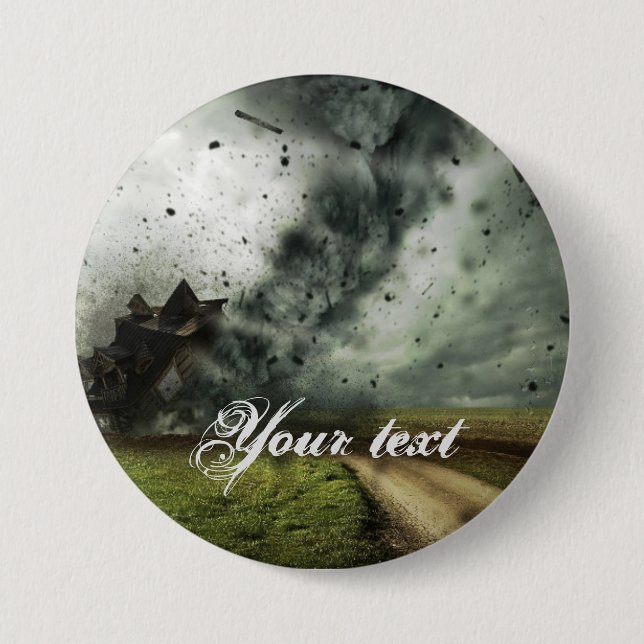 Tornado destroying house storm meteorology  3 inch round button (Front)