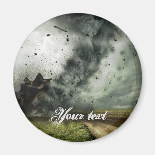 Tornado destroying house storm meteorology  magnet