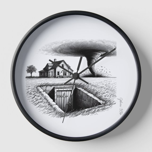 Tornado House Cellar with Cross Clock (Front)