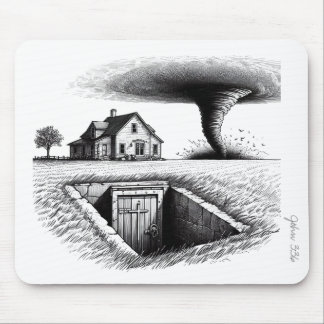 Tornado House Cellar with Cross Mouse Pad