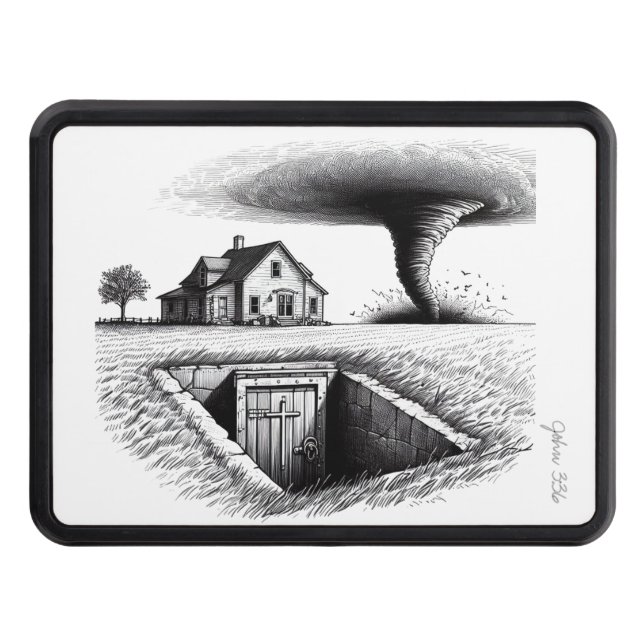 Tornado House Cellar with Cross Trailer Hitch Cover (Front)