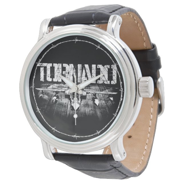 Tornado IDS Black Vintage Leather Watch (Angled)