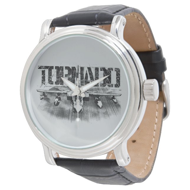 Tornado IDS Black Vintage Leather Watch (Angled)