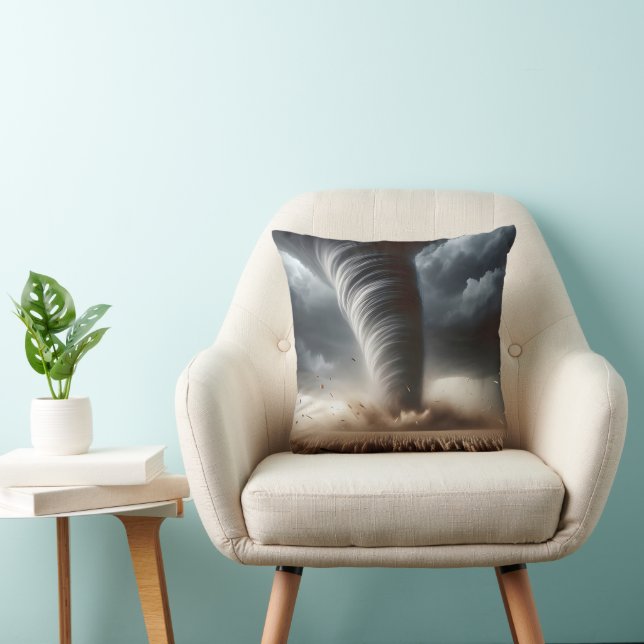 Tornado In a Midwest Wheat Field Throw Pillow (Chair)