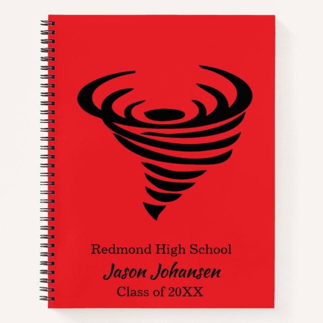Tornado Mascot School Spiral Personalized Notebook (Front)