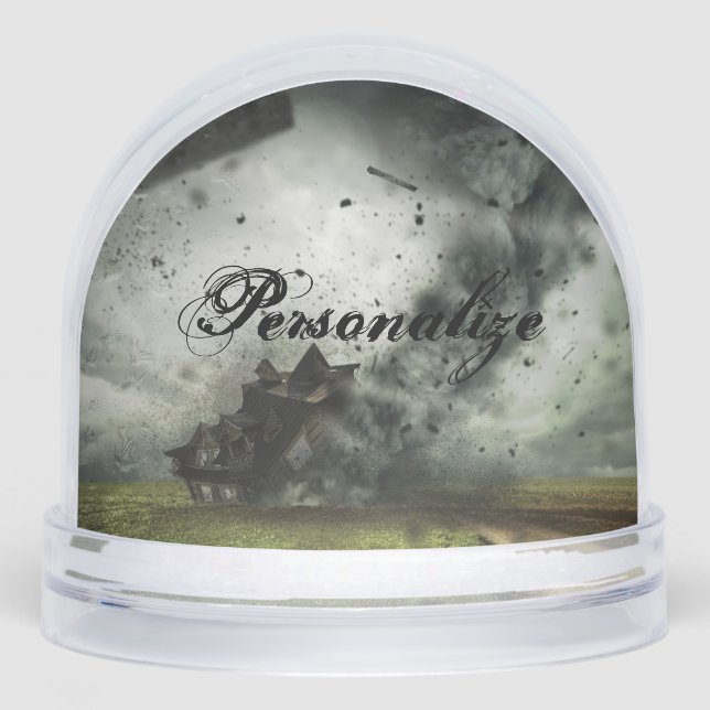 Tornado storm destroying house snowglobe (Front)