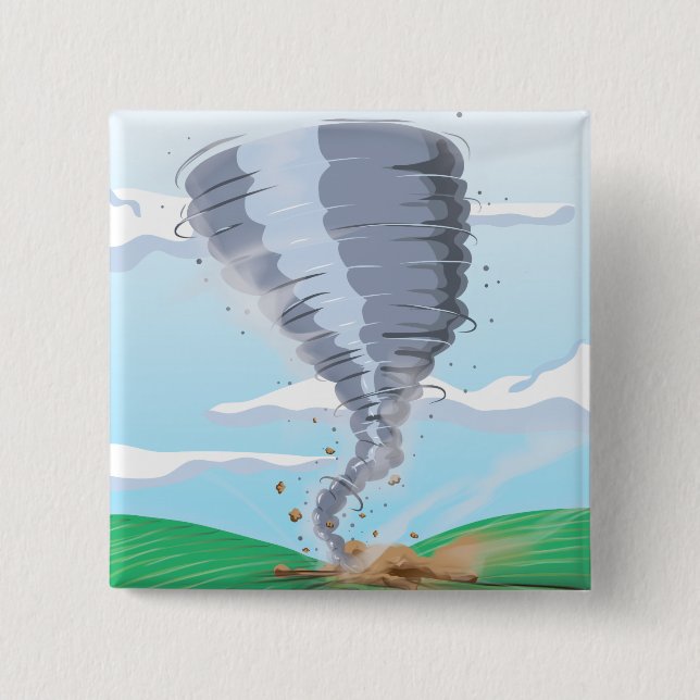 Tornado Twister 2 Inch Square Button (Front)