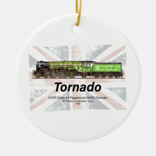 Tornado Vintage Steam Train English Locomotive Ceramic Ornament