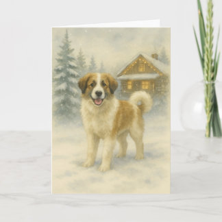 Tornjak Holiday Glow – Watercolor Winter Card