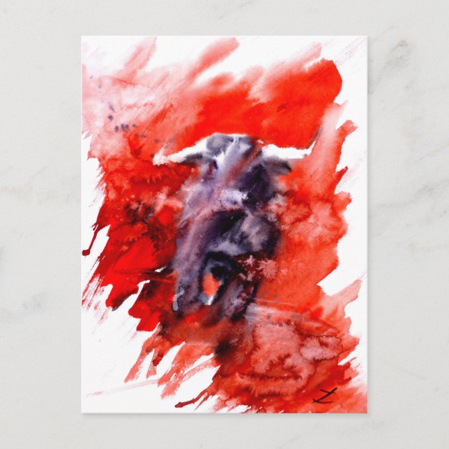 Toro Spanish Fighting Bull Watercolor Postcard (Front)