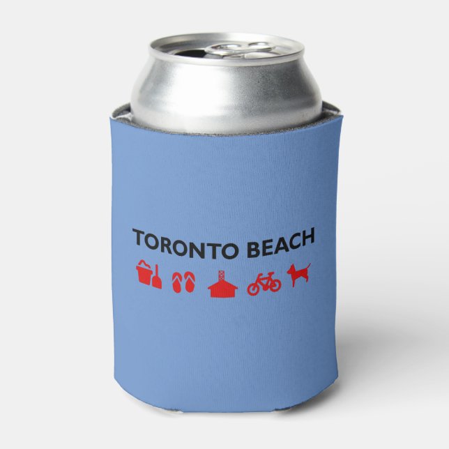 Toronto Beach Icons Light-Color Can Cooler (Can Front)