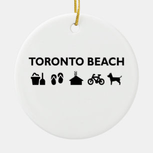 Toronto Beach Icons Monotone Black Ceramic Ornament