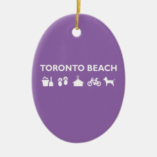 Toronto Beach Icons Monotone Dark Ceramic Ornament