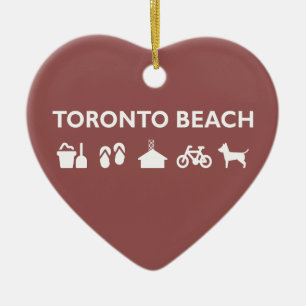 Toronto Beach Icons Monotone Dark Ceramic Ornament