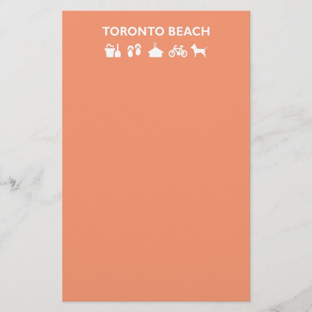 Toronto Beach Icons Monotone Dark Stationery (Front)