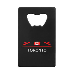 Toronto Canada Airport Plane Dark Color Credit Card Bottle Opener