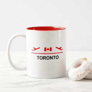 Toronto Canada Airport Plane Light-Color Two-Tone Coffee Mug