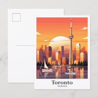 Toronto Canada Art Vintage Travel Illustration Postcard
