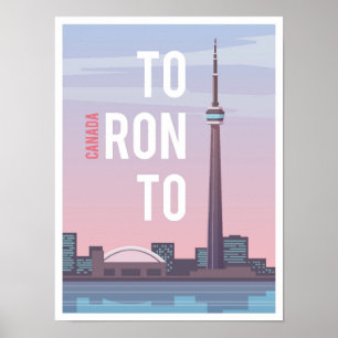 Toronto Canada Art Vintage Travel Illustration Poster