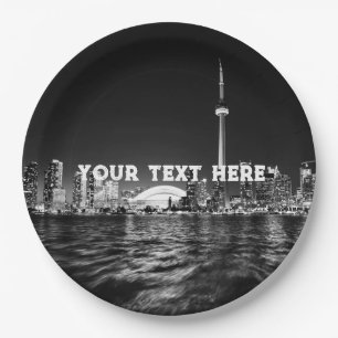 Toronto Canada Black and White Vintage Custom Paper Plate