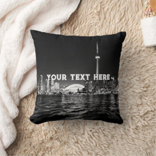Toronto Canada Black and White Vintage Custom Throw Pillow