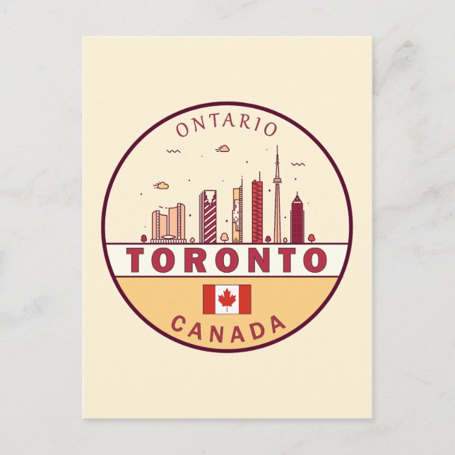 Toronto Canada City Skyline Emblem Postcard (Front)