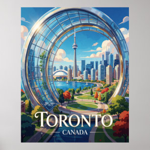 Toronto Canada Lake Ontario Skyline Travel Poster