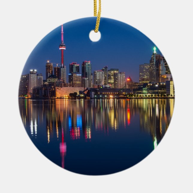 Toronto Canada night cityscape Ceramic Ornament (Front)