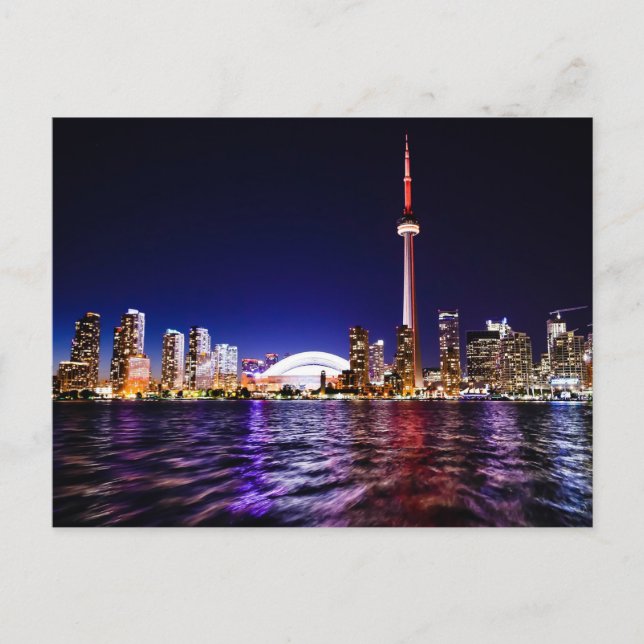 Toronto, Canada Night Skyline Postcard (Front)