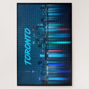 Toronto Canada Nightime Skyline over Water Name Jigsaw Puzzle
