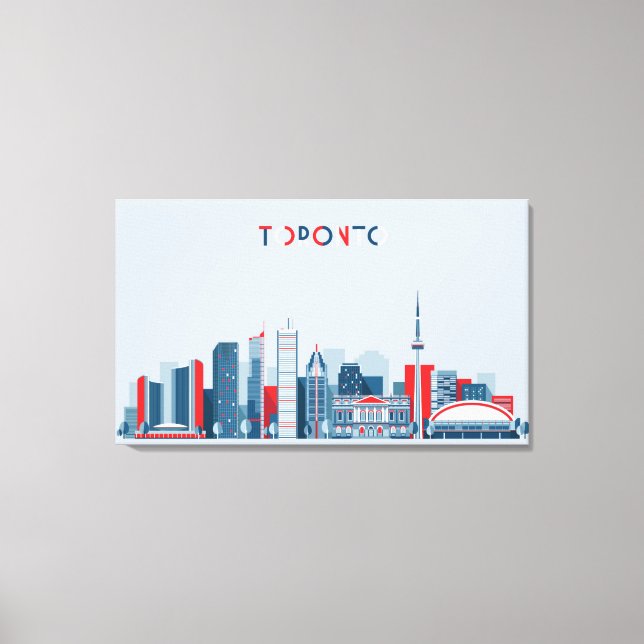 Toronto, Canada | Red, White and Blue Skyline Canvas Print (Front)