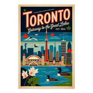 Toronto Canada Retro Travel Poster Art