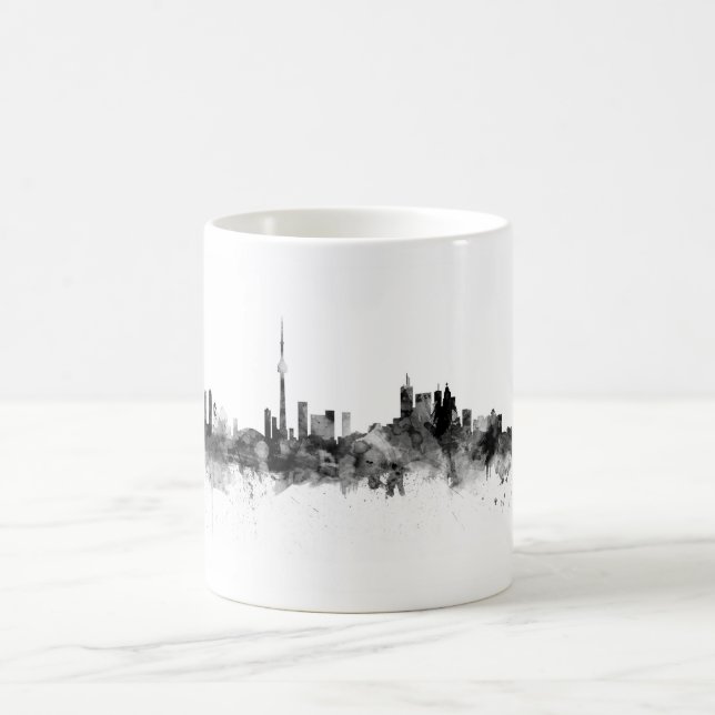 Toronto Canada Skyline Black White Coffee Mug (Center)