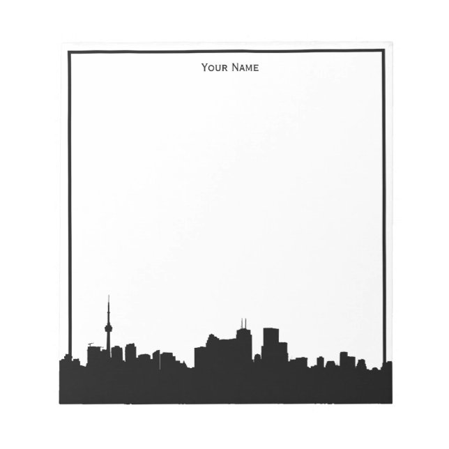 Toronto Canada Skyline Silhouette, DIY Colour BG Notepad (Front)