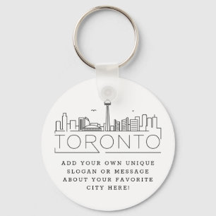 Toronto, Canada Stylized Skyline   Custom Slogan Keychain